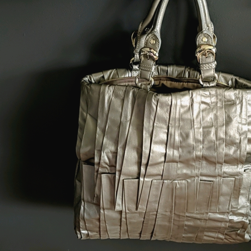 Elie Tahari Metallic Leather Shopper Tote